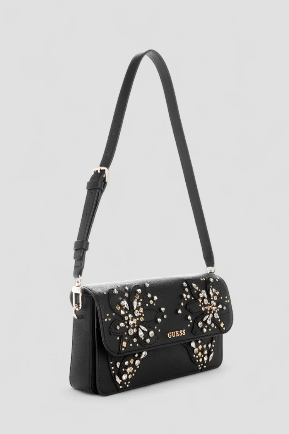 Guess Sadie Kapaklı Omuz Kadın Siyah Omuz Çantası HWEB8118190-BLA