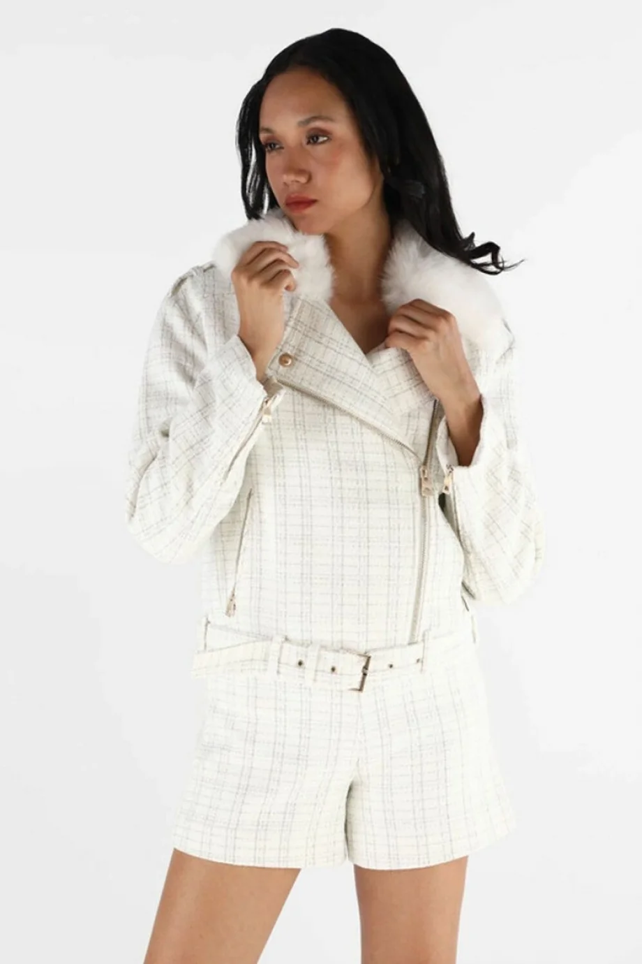 Guess Sandra Kadın Beyaz Biker Ceket W5BL16W2382-F0YK