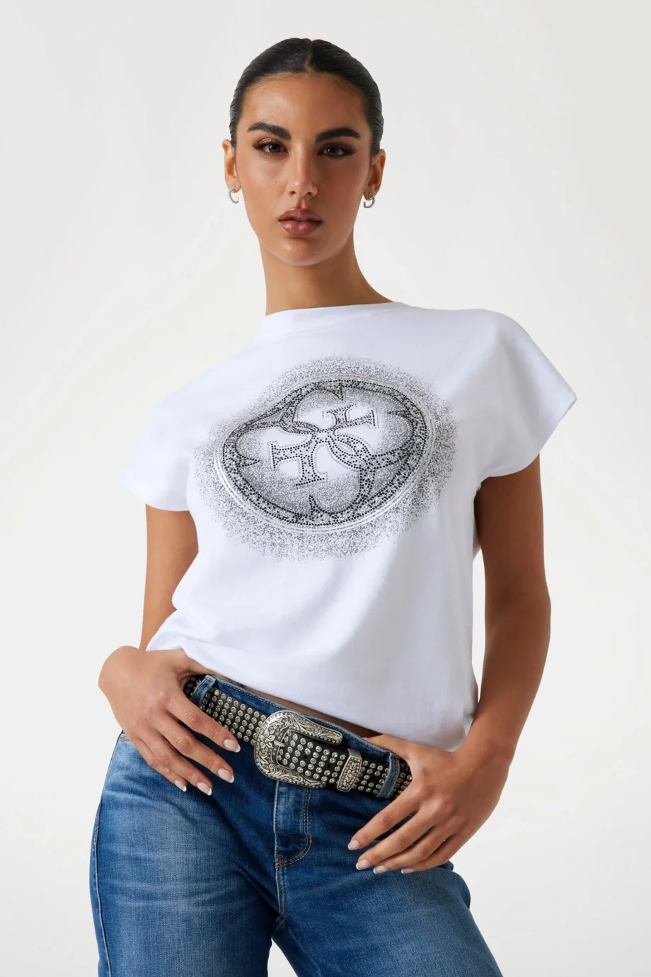 Guess Shaded Kadın Beyaz Slim Fit T-Shirt W5YI14I3Z14-G011