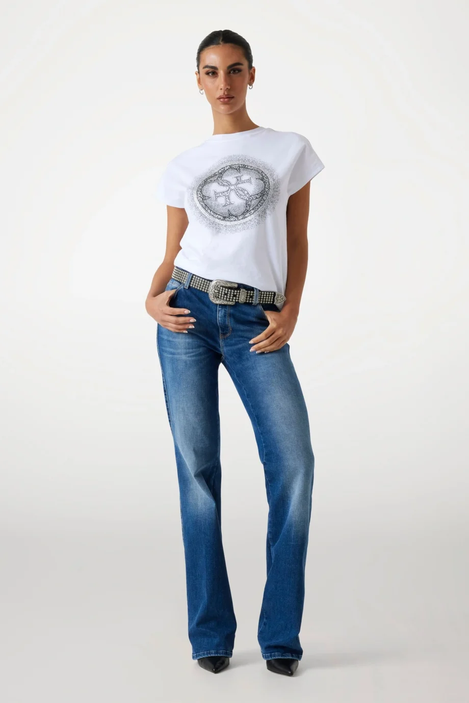Guess Shaded Kadın Beyaz Slim Fit T-Shirt W5YI14I3Z14-G011