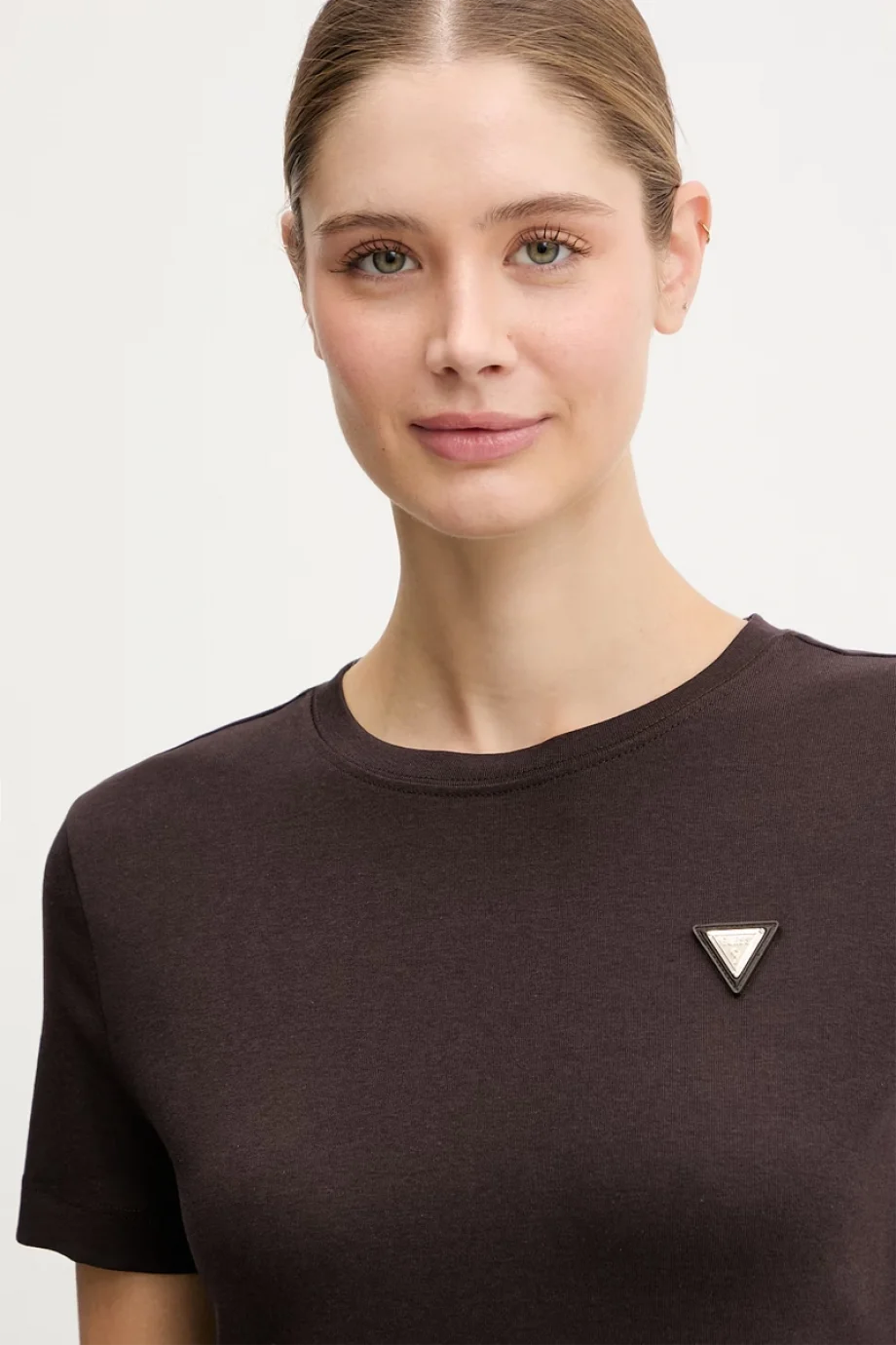 Guess Sonia Bisiklet Yaka Kısa Kollu Kadın Kahverengi T-shirt V6RI17KD741-A10K