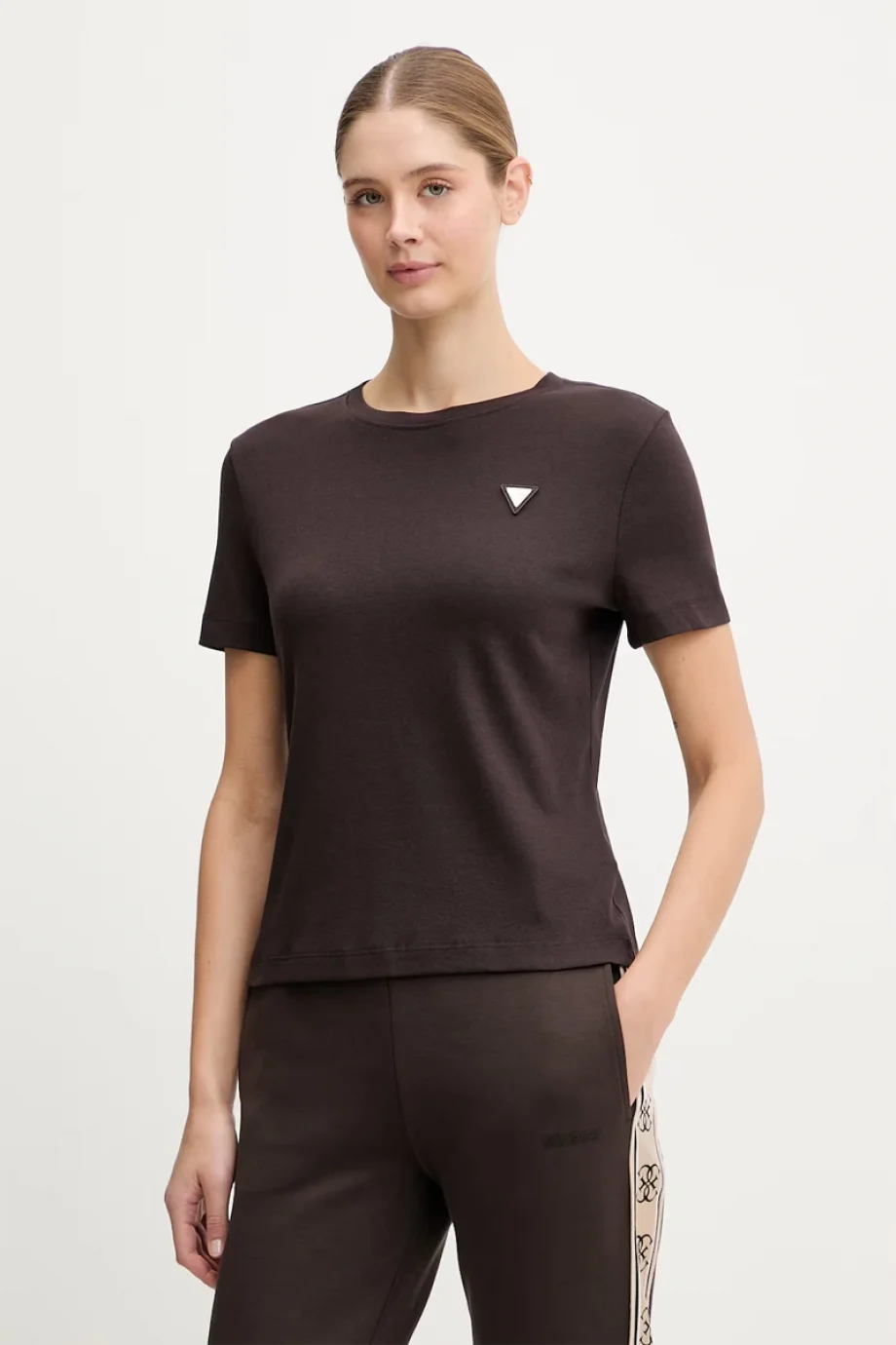 Guess Sonia Bisiklet Yaka Kısa Kollu Kadın Kahverengi T-shirt V6RI17KD741-A10K