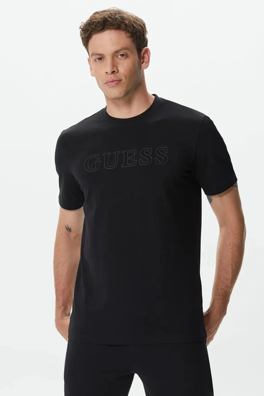 Guess Alphy Erkek Siyah Aktif Regular Fit T-Shirt Z2YI11J1314-JBLK
