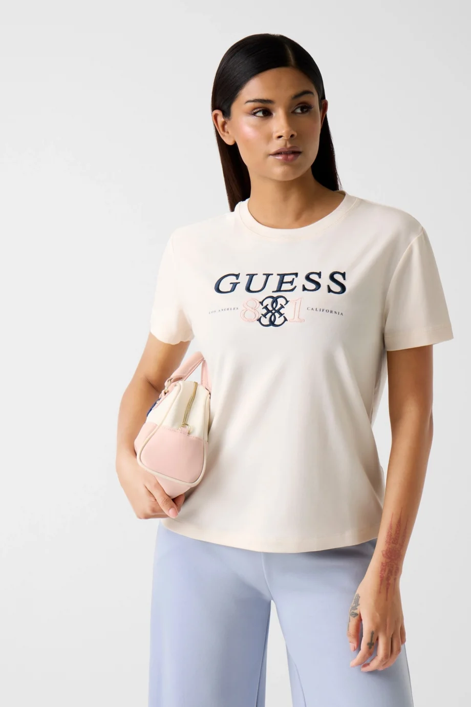 Guess Steffi Bisiklet Yaka Kısa Kollu Kadın Beyaz T-shirt V6RI13KD772-G1O6