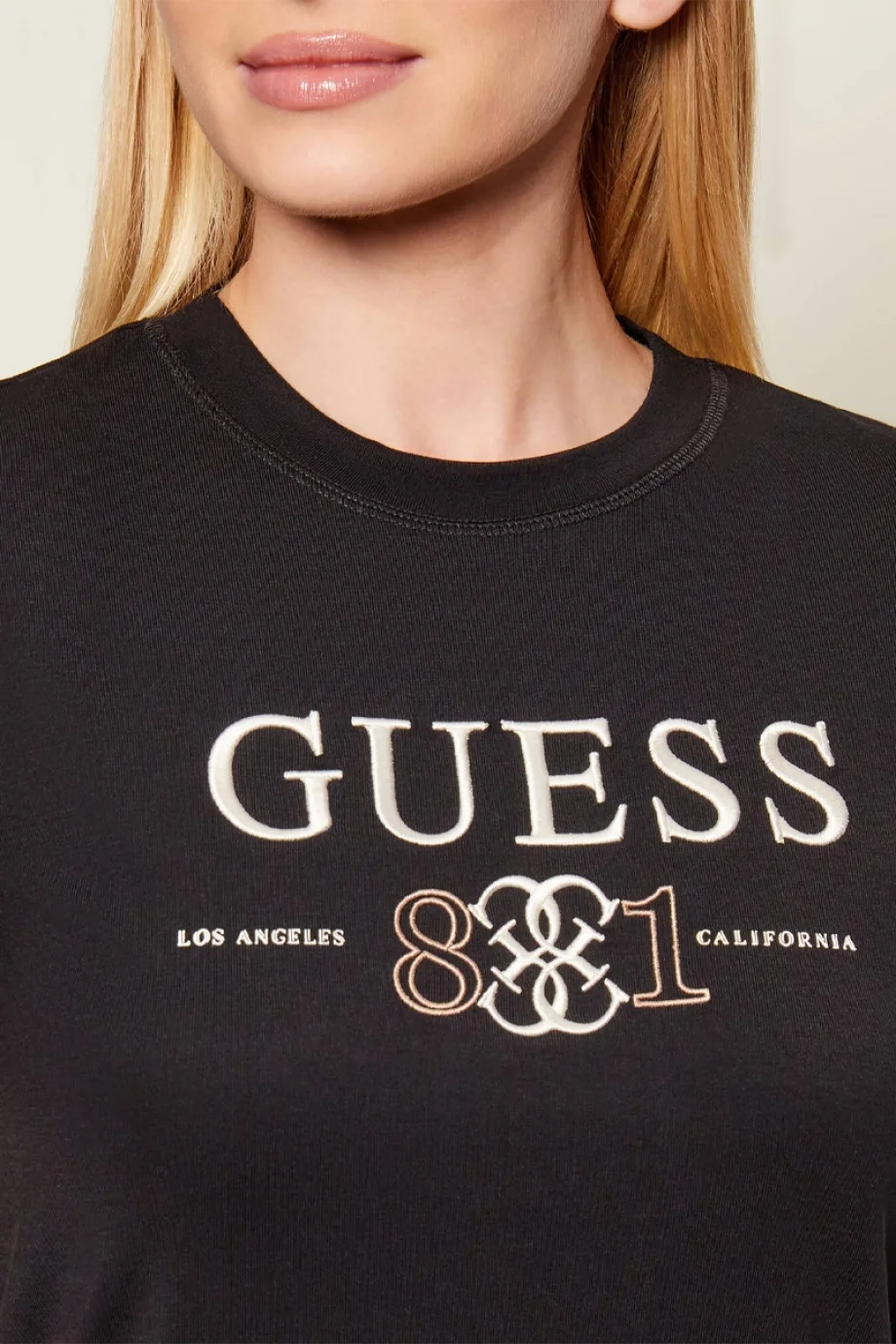 Guess Steffi Bisiklet Yaka Kısa Kollu Kadın Siyah T-shirt V6RI13KD772-JBLK