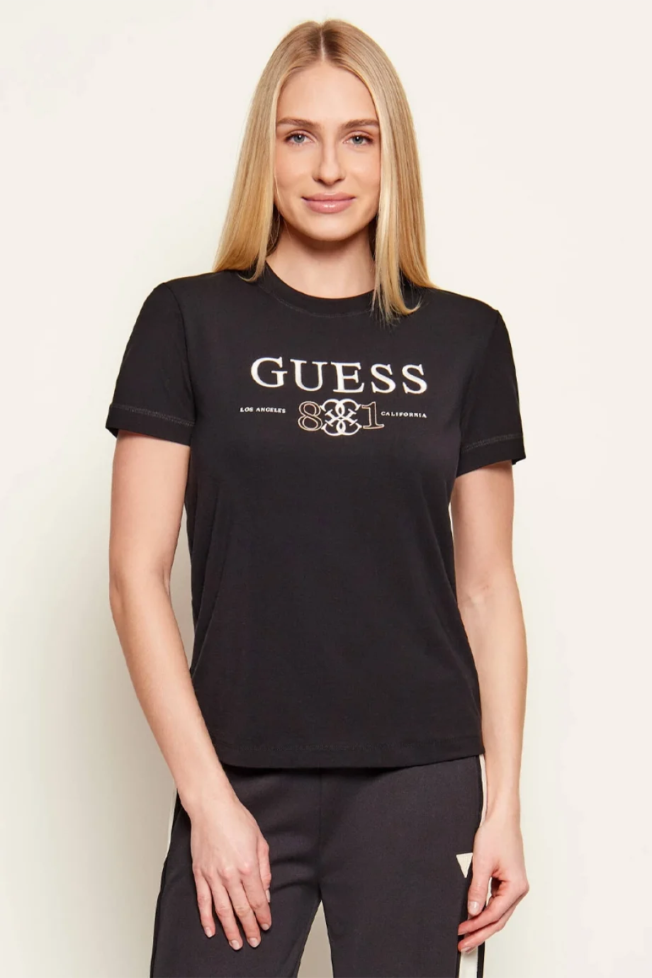 Guess Steffi Bisiklet Yaka Kısa Kollu Kadın Siyah T-shirt V6RI13KD772-JBLK
