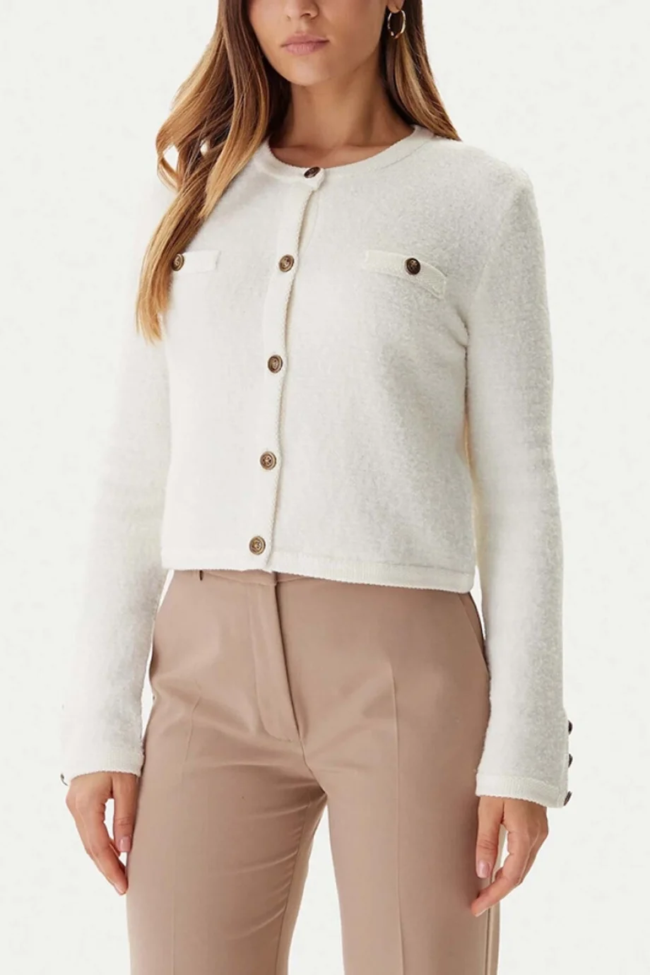 Guess Suzumi Kadın Beyaz Yün Karışımlı Triko Hırka W5BR0AZ4040-G1O6