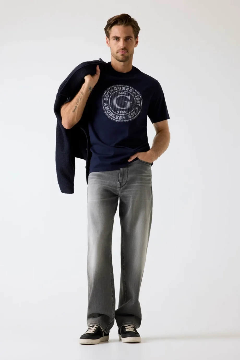 Guess Tee Erkek Lacivert Regular Fit T-Shirt M5BI15K8FQ4-G7V2