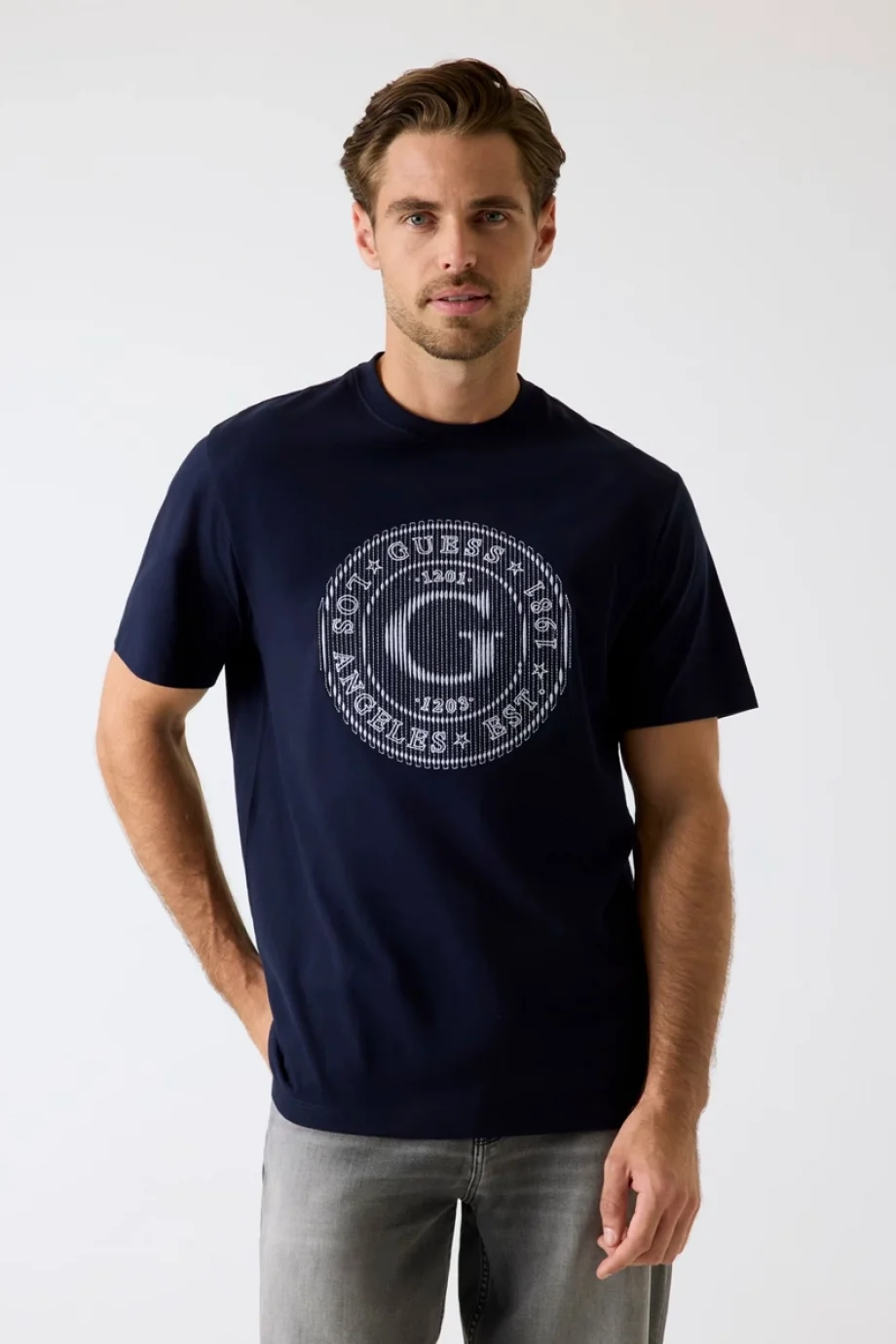Guess Tee Erkek Lacivert Regular Fit T-Shirt M5BI15K8FQ4-G7V2