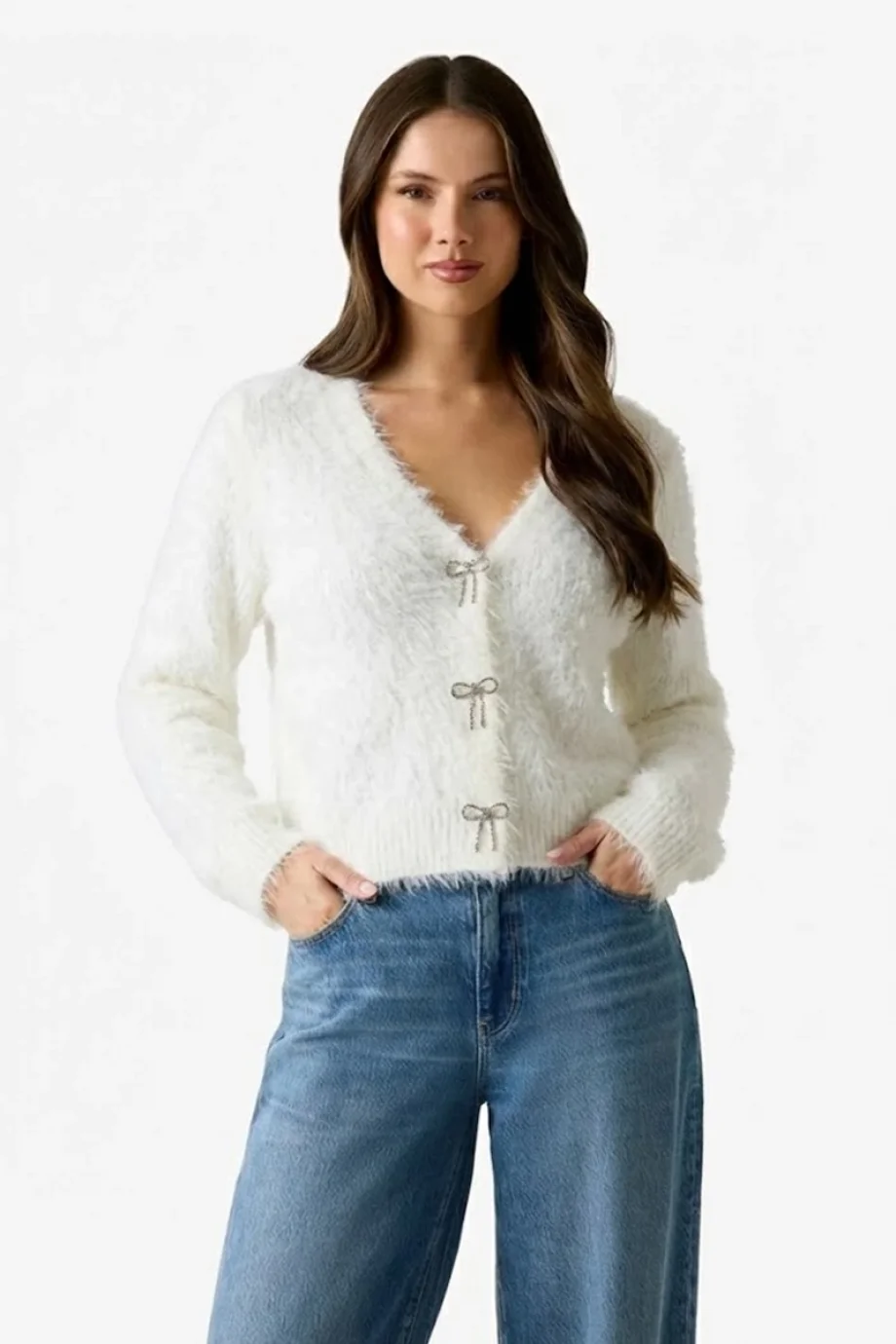 Guess Tomiko Kadın Beyaz Yün Karışımlı Triko Hırka W5BR91Z3JI2-G1O6