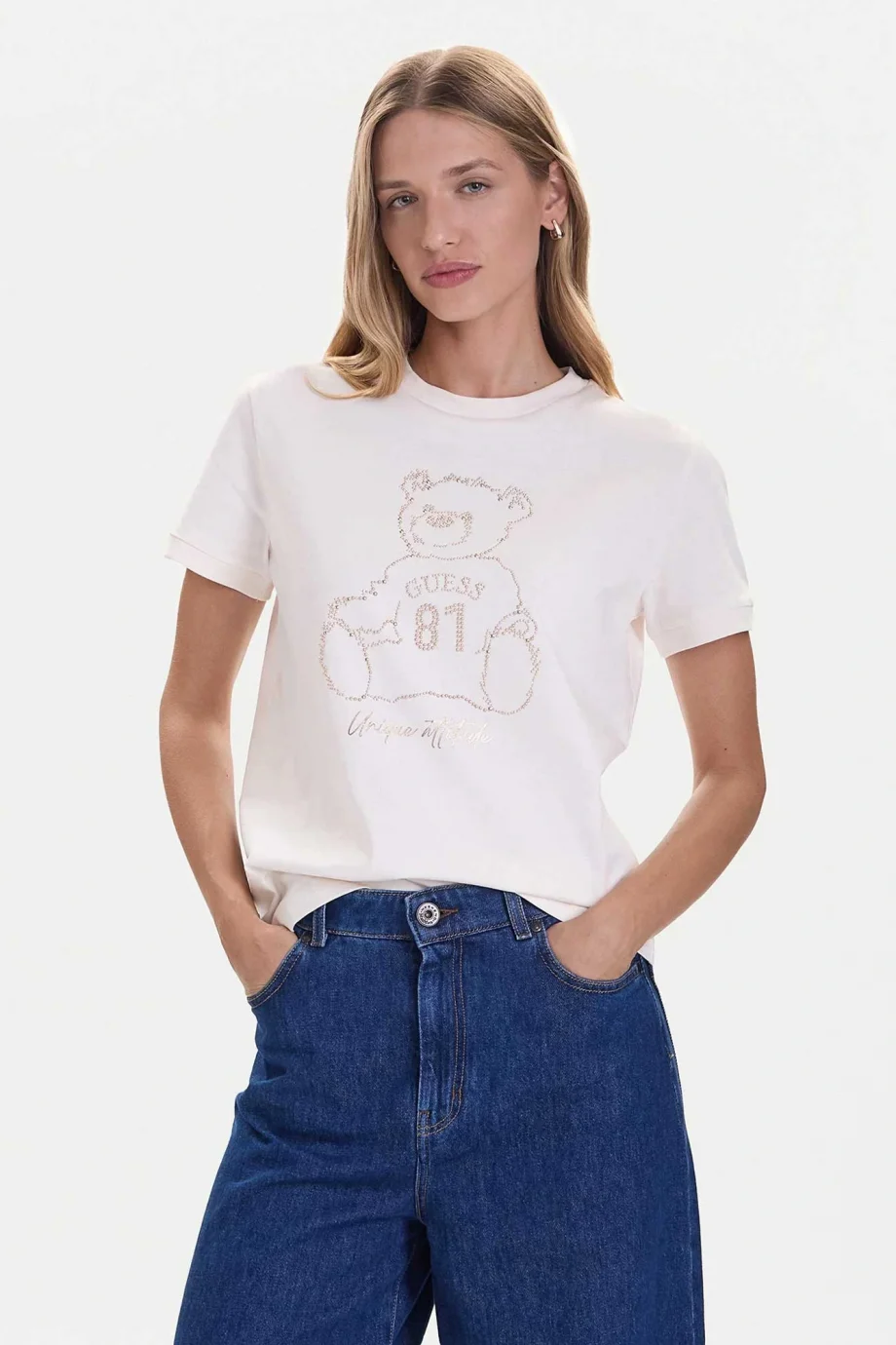 Guess Unique Kadın Beyaz Aktif Regular Fit T-Shirt V5BI16K8FQ4-G1H6