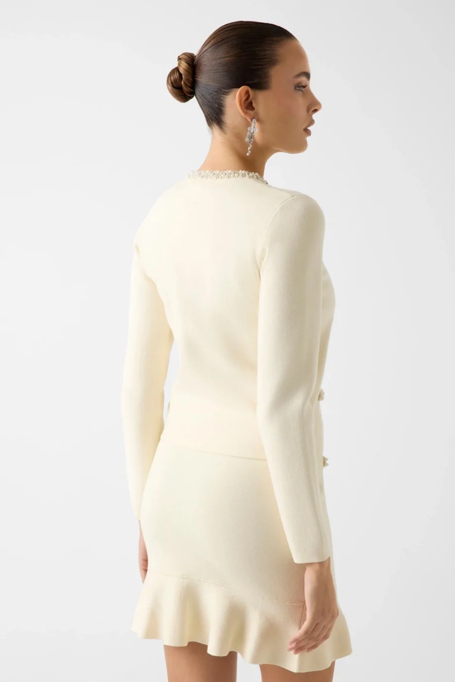 Guess Uzun Kollu Bisiklet Yaka Raina Hırka Triko Kadın Beyaz Hırka W6RR42Z4422-G012