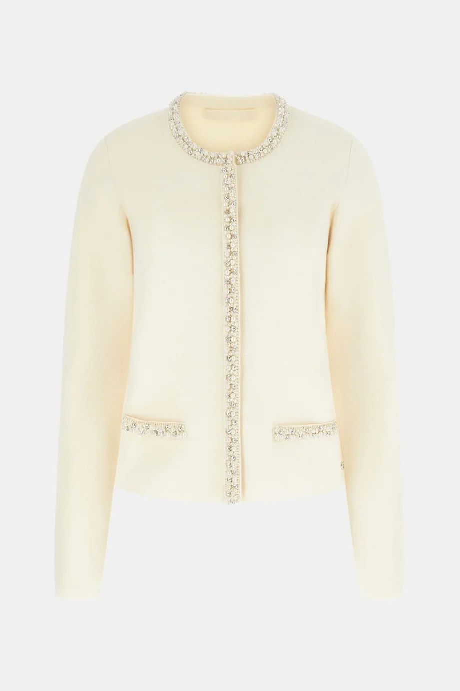 Guess Uzun Kollu Bisiklet Yaka Raina Hırka Triko Kadın Beyaz Hırka W6RR42Z4422-G012