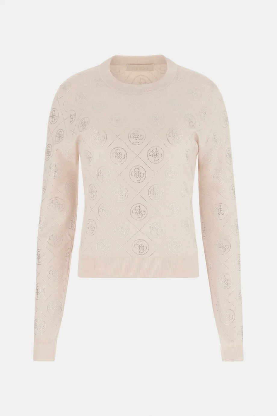 Guess Uzun Kollu Bisiklet Yaka Taş İşlemeli 4G Triko Kadın Mavi Triko W6RR66Z3JD2-G9B8