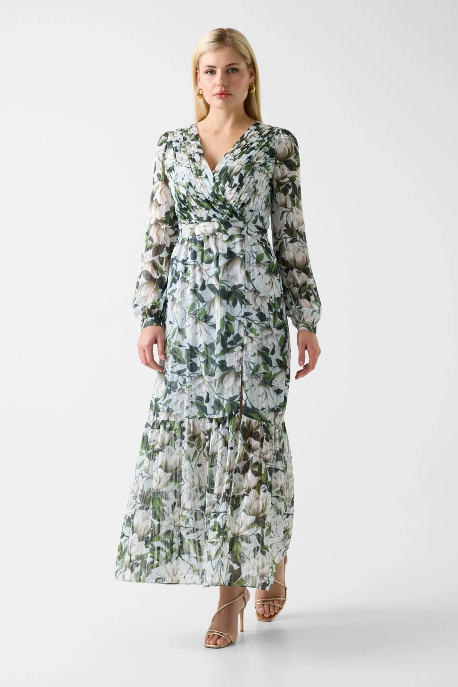 Guess Uzun Kollu Ilenia Pileli Uzun Kadın Çok Renkli Elbise W6RK39WJ712-PM6A