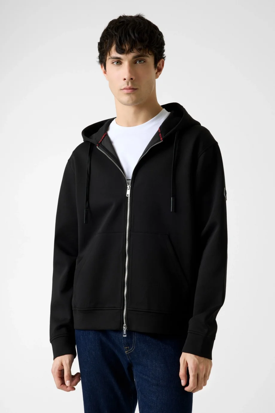 Guess Uzun Kollu Yeni Teknik Esnek Fermuarlı Kapüşonlu Erkek Siyah  Eşofman Üstü  M6RQ05KD132-JBLK