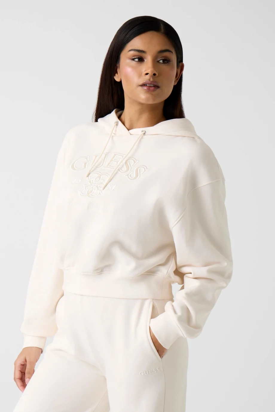 Guess Yayoi Kapüşonlu Kadın Beyaz Sweatshirt V6RQ03KD761-G012