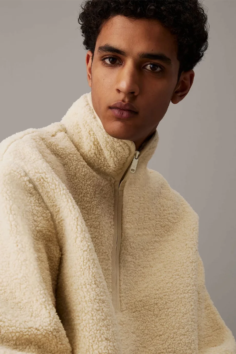 Calvin Klein HALF ZIP SHERPA Erkek BEJ Ceket J30J326679-ACX