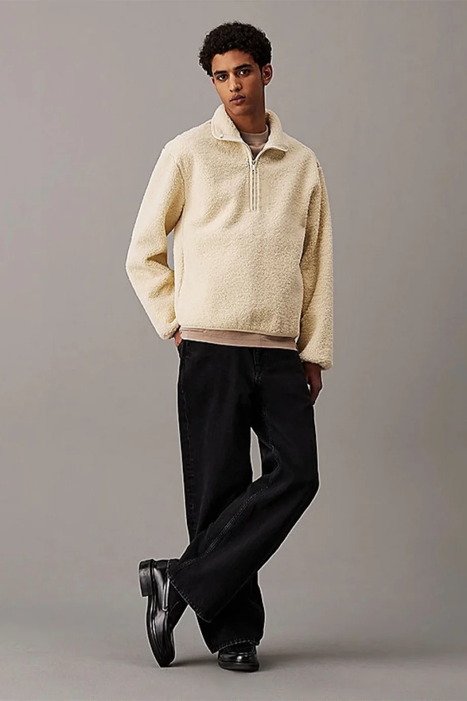 Calvin Klein HALF ZIP SHERPA Erkek BEJ Ceket J30J326679-ACX