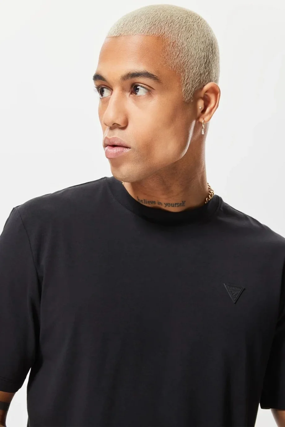 Guess HEDLEY SS T-SHIRT Erkek Siyah T-shirt Z2YI12JR06K-JBLK