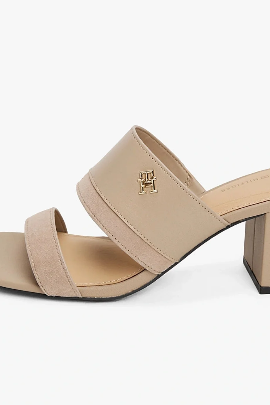 Tommy Hilfiger LEATHER & SUEDE BLOCK HEEL MULE Kadın Terlik FW0FW08530AFE