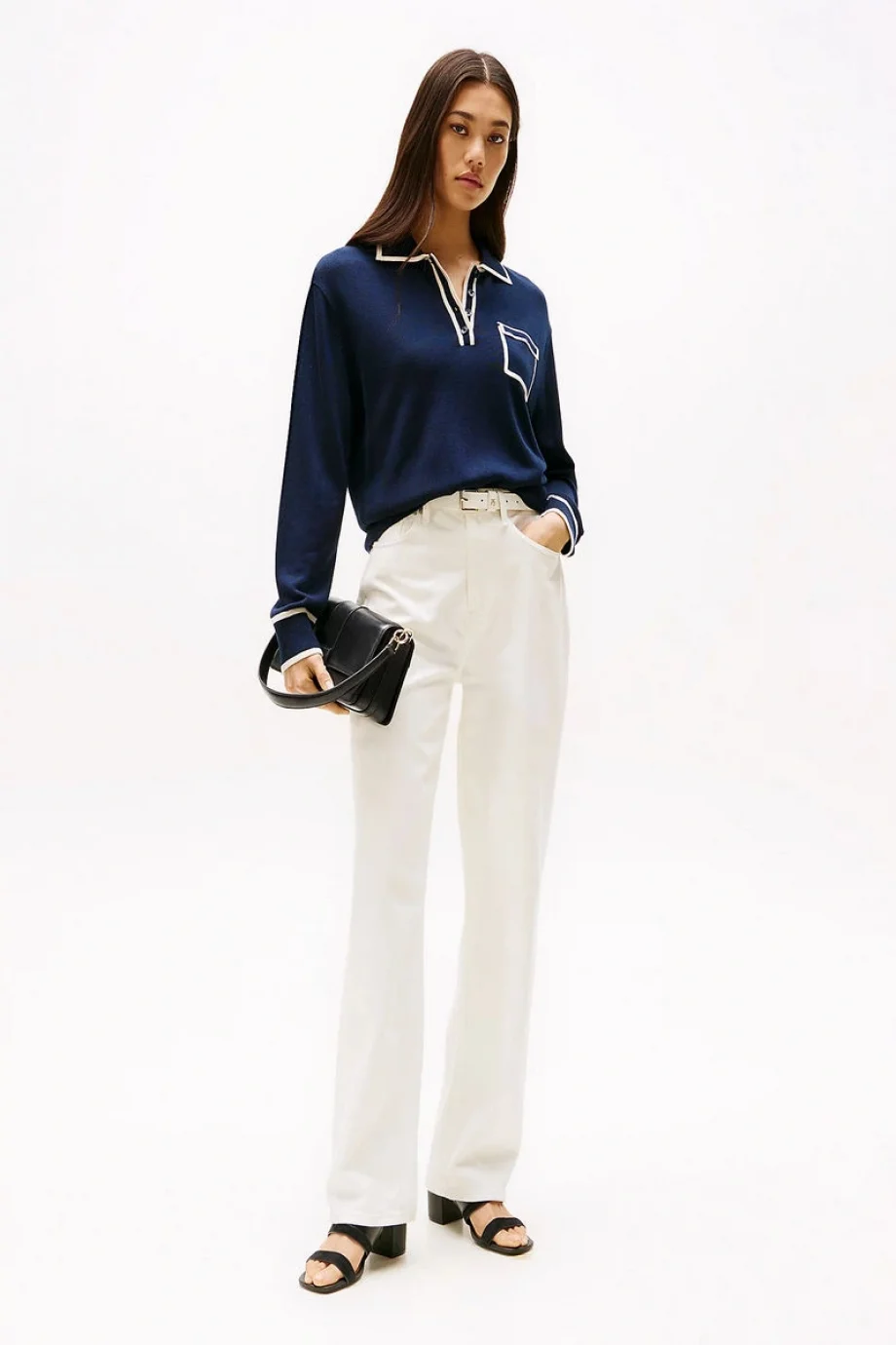 Tommy Hilfiger LEATHER & SUEDE BLOCK HEEL MULE Kadın siyah Terlik FW0FW08530BDS