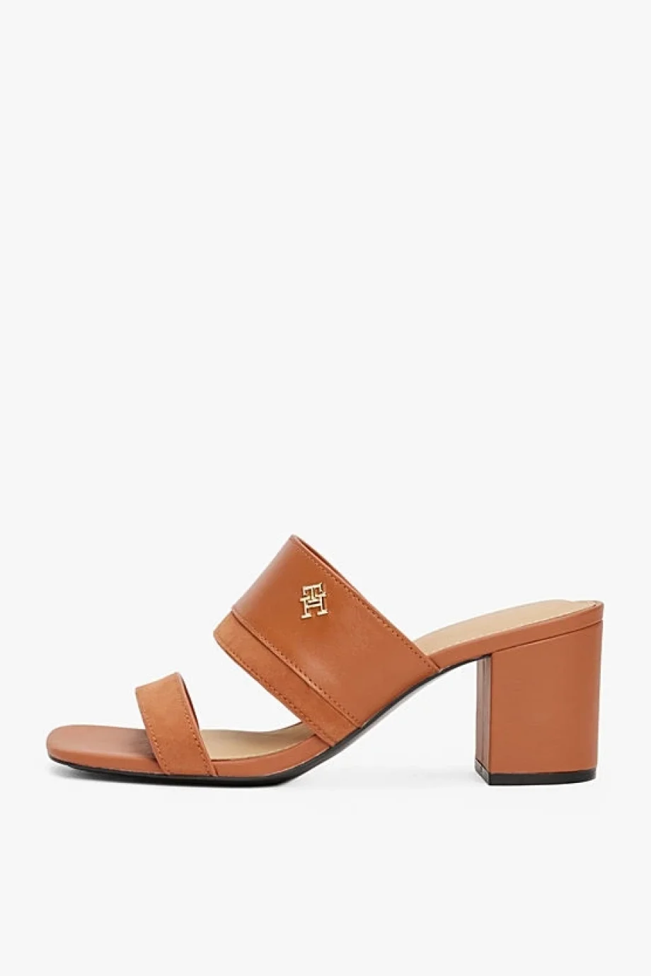 Tommy Hilfiger LEATHER & SUEDE BLOCK HEEL MULE Kadın Terlik FW0FW08530GPA