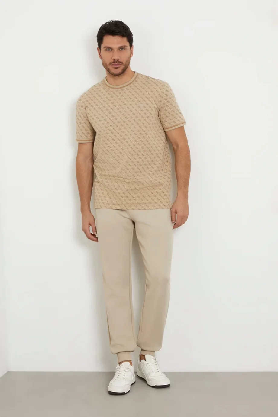 Guess Marshall Erkek Bej Aktif Regular Fit T-Shirt Z2YI05J1314-P13W