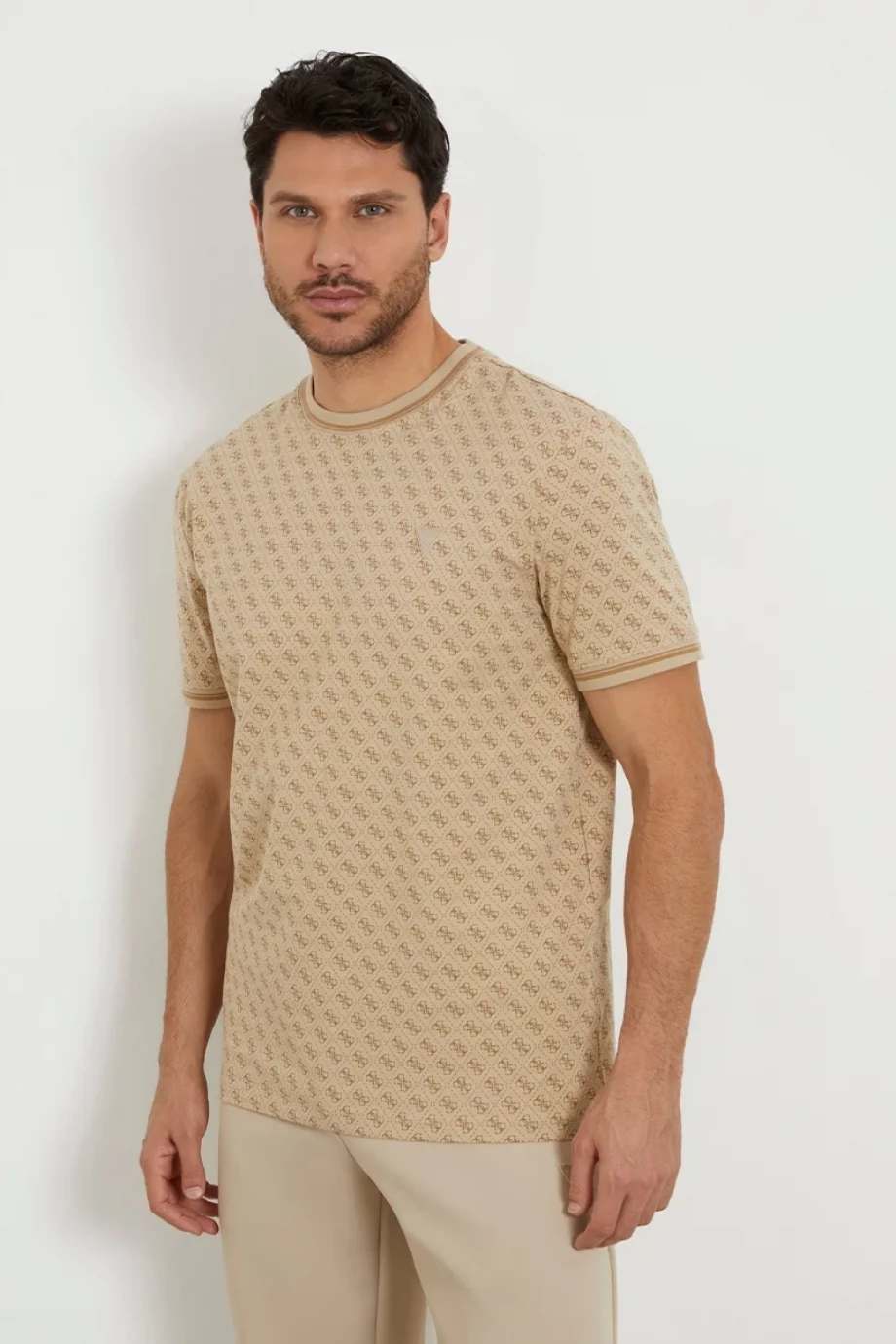 Guess Marshall Erkek Bej Aktif Regular Fit T-Shirt Z2YI05J1314-P13W