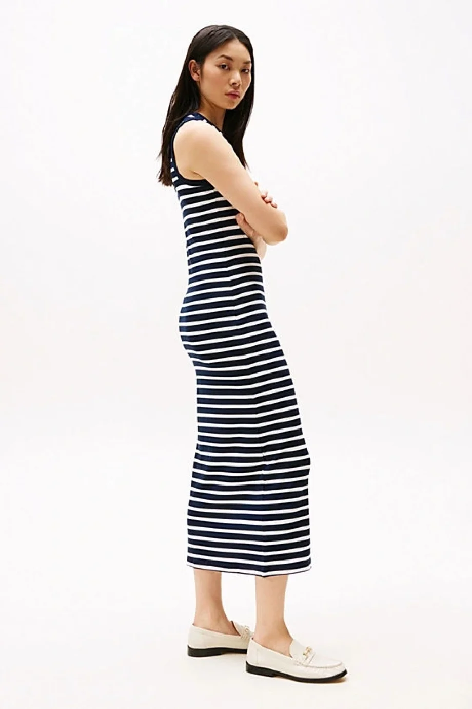 Tommy Hilfiger SLIM 5X2 RIB MIDI DRESS NS Kadın  Elbise WW0WW388380X4