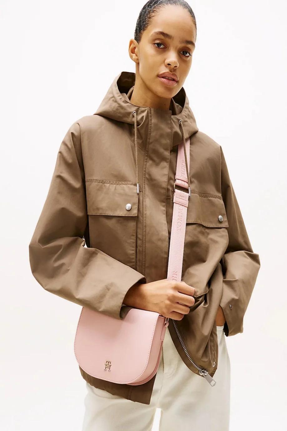 Tommy Hilfiger TH LOGOTAPE SADDLE BAG Kadın pembe Çapraz Çanta AW0AW17184TQN