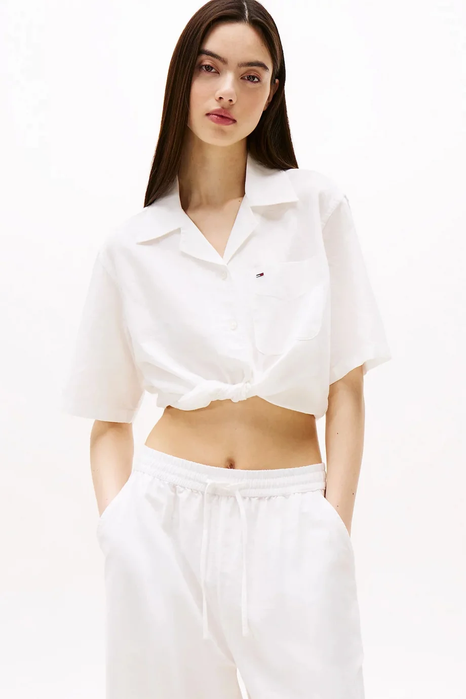 Tommy Hilfiger TJW CRP LINEN SS SHIRT Kadın Gömlek DW0DW20286YBL