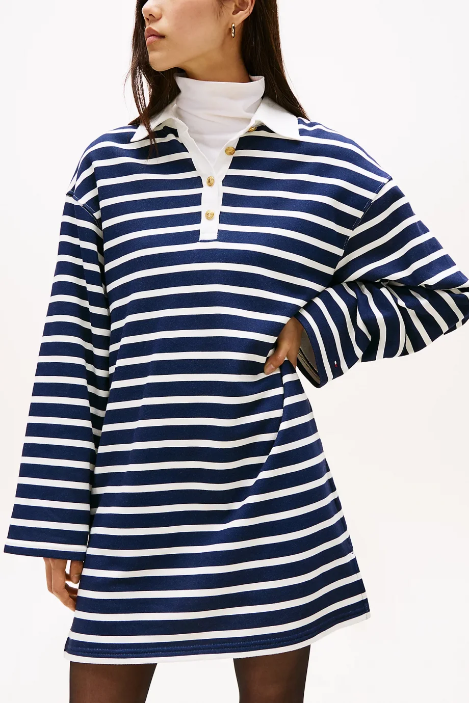 Tommy Hilfiger Altın Düğmeli Rugby Penye Kadın Elbise WW0WW483920Y7