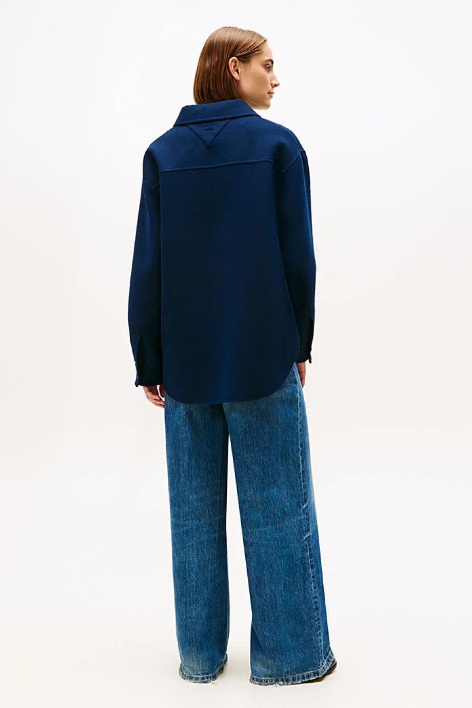 Tommy Hilfiger Çift Taraflı Yün Karışımlı Normal Kesim Kadın Mavi Ceket WW0WW46558C1G