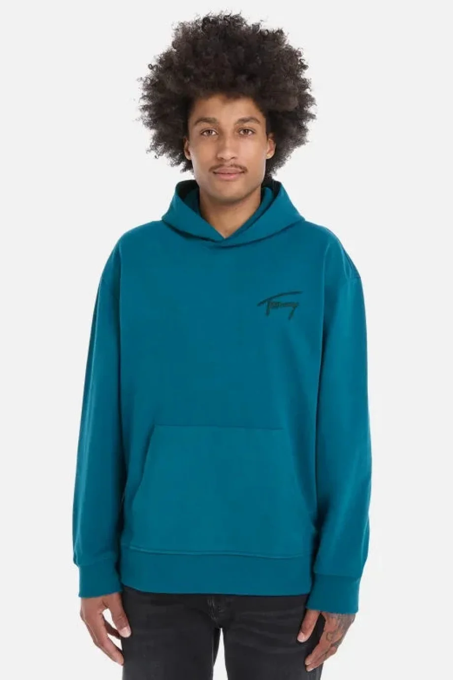 Tommy Hilfiger TJM RLX SIGNATURE HOODIE EXT Erkek Turkuaz Sweatshirt DM0DM17990CT0