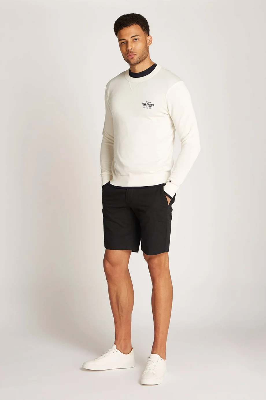 Tommy Hilfiger GRAPHIC  COTTON CREW Erkek krem Kazak MW0MW38336Z00