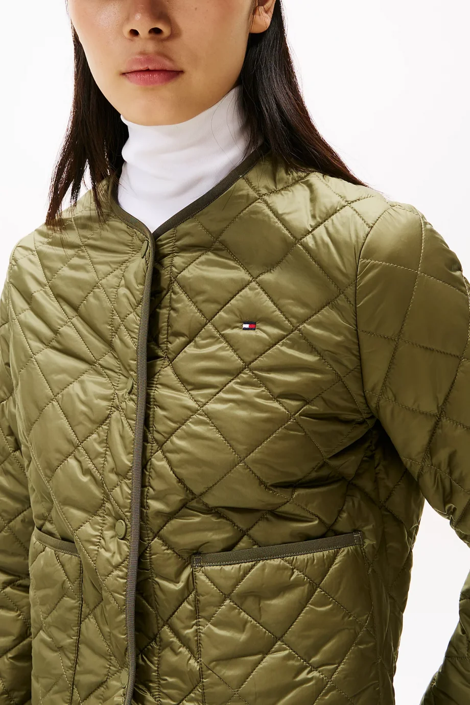 Tommy Hilfiger Hafif Dolgulu Normal Kesim Kapitone Kadın Yeşil Ceket WW0WW47290MSH