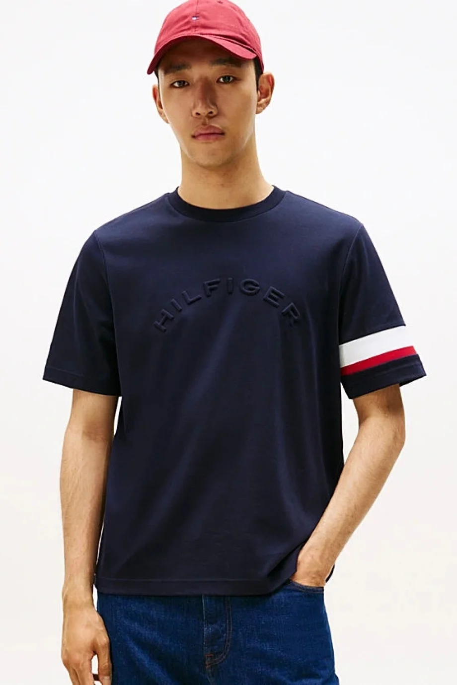Tommy Hilfiger İkonik Renk Bloklu Eklemeli Erkek Mavi T-shirt MW0MW40018DW5