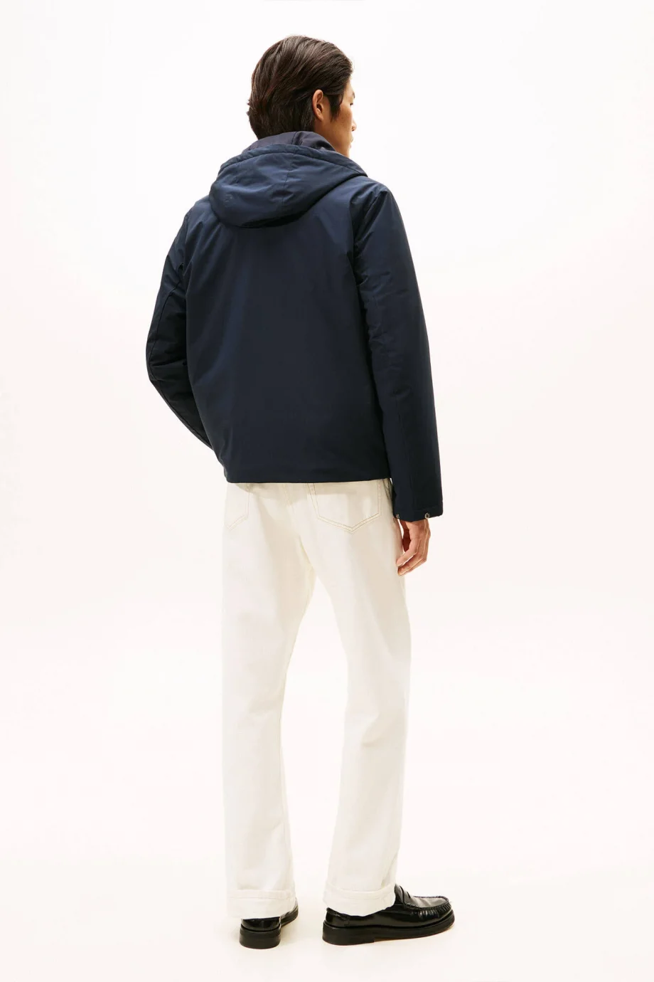 Tommy Hilfiger İkonik Renk Bloklu Kapüşonlu Erkek Mavi Ceket MW0MW41082DW5