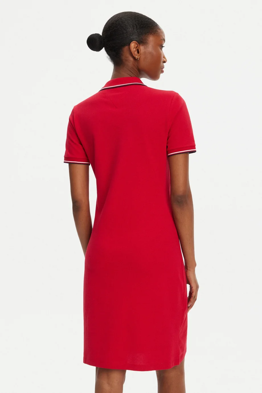 Tommy Hilfiger Kadın 1985 İkonik Şerit Detaylı Dar Kesim Polo Kırmızı Elbise WW0WW45740XLD