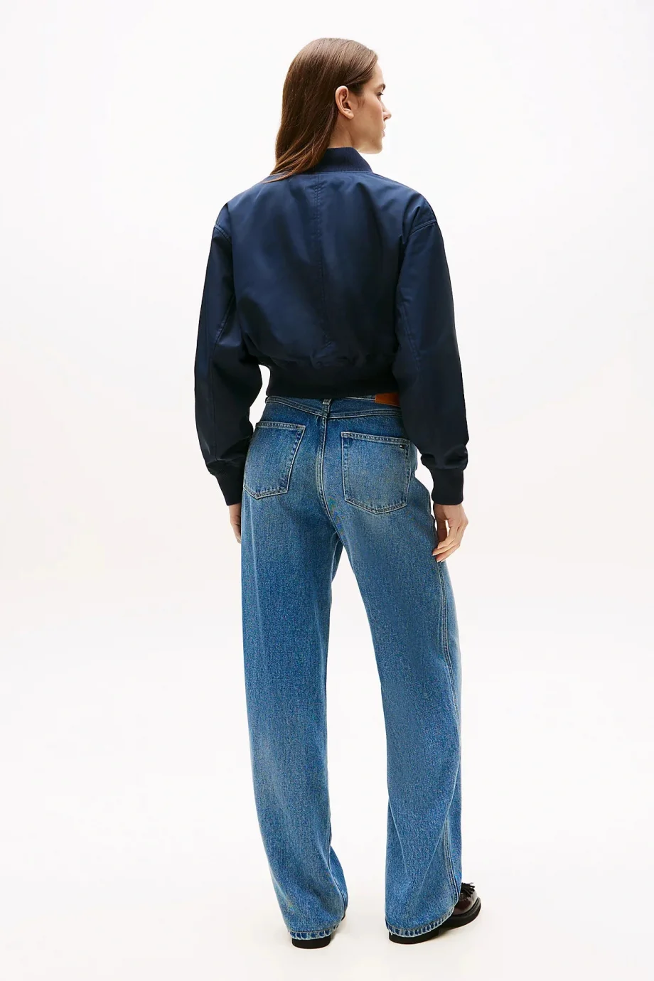 Tommy Hilfiger Kadın Naylon Normal Kesim Kısa Mavi Bomber  Ceket WW0WW45634C1G