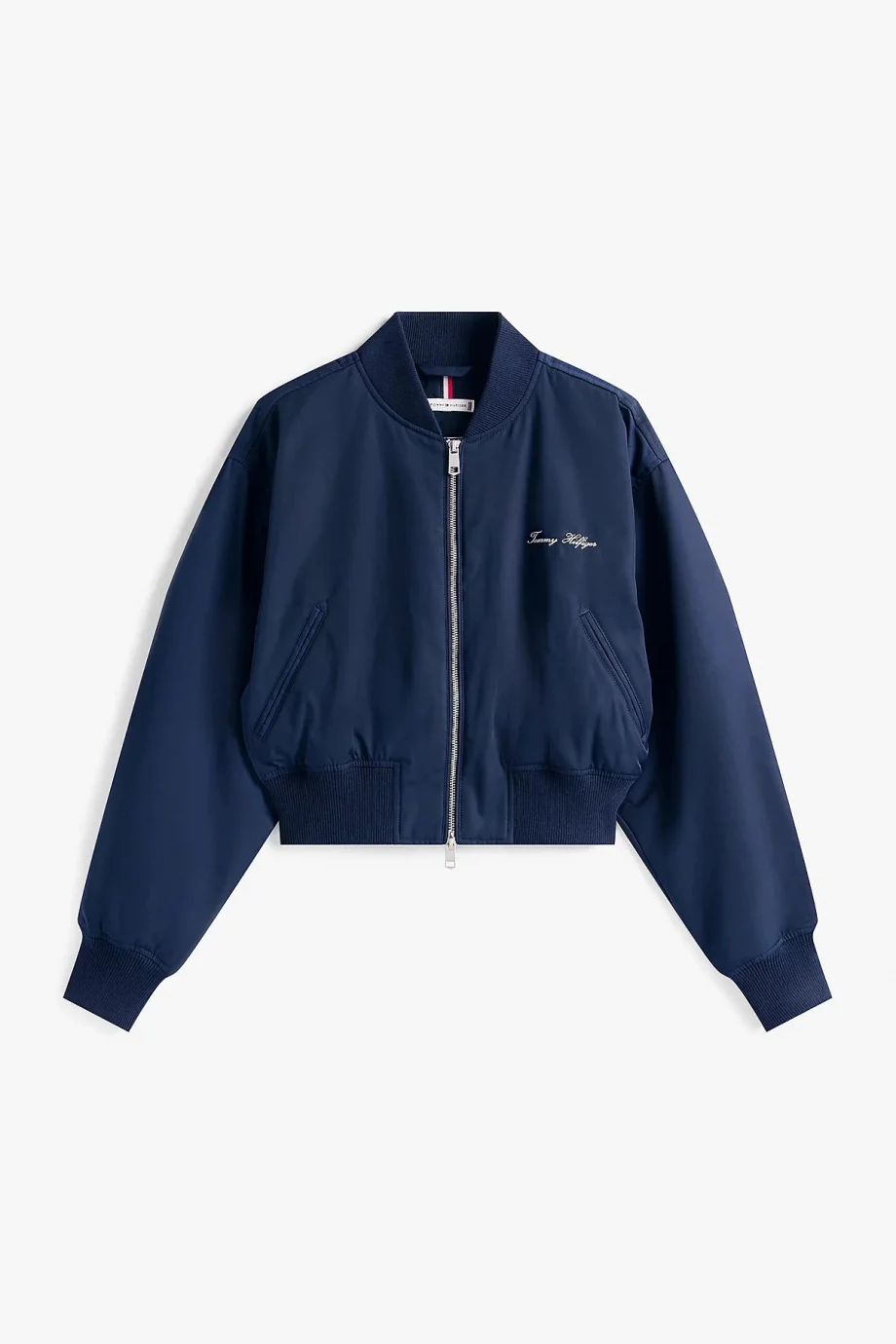 Tommy Hilfiger Kadın Naylon Normal Kesim Kısa Mavi Bomber  Ceket WW0WW45634C1G