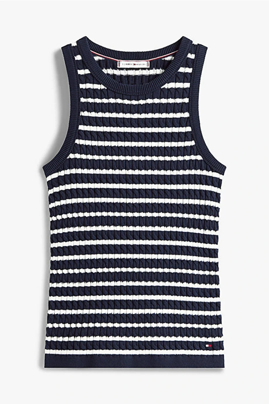 Tommy Hilfiger Kadın Pamuklu İnce Örgü Kolsuz Dar Kesim Mavi  Triko  WW0WW457060BB