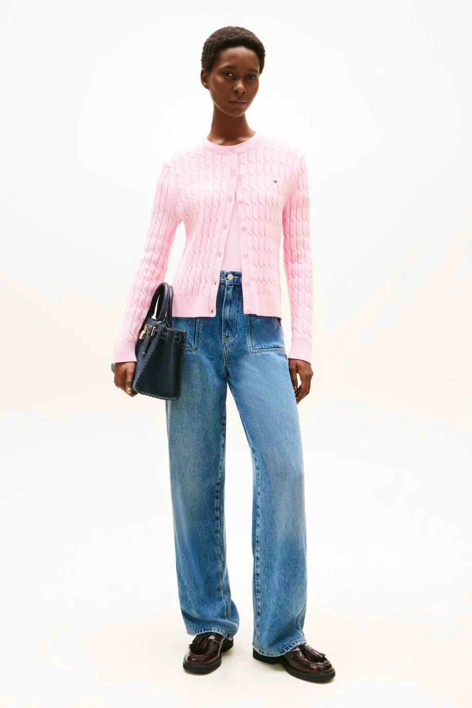 Tommy Hilfiger Kadın Pamuklu Orta Kalınlıkta Örgü Bisiklet Yaka Pembe Kazak WW0WW46514TOL