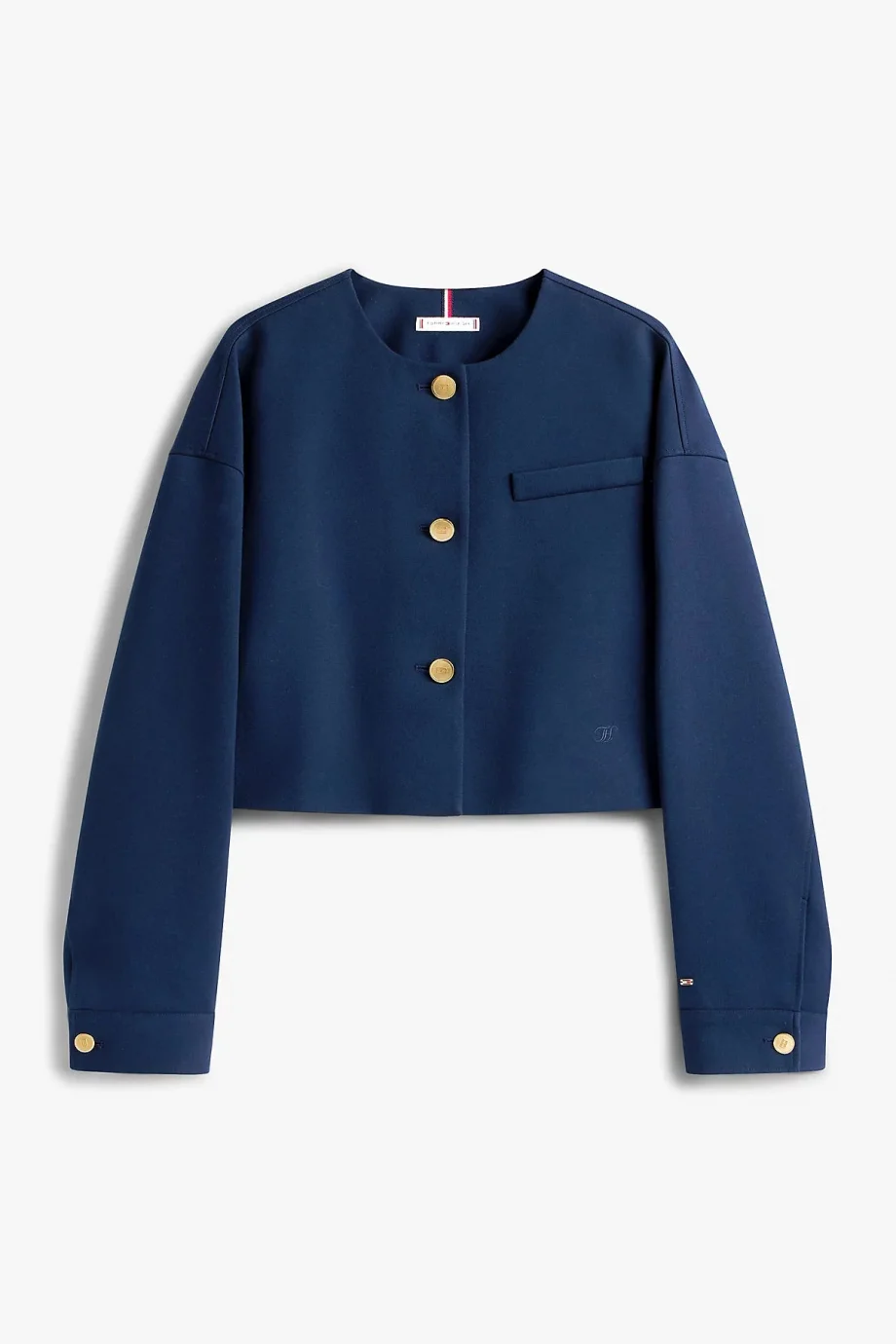 Tommy Hilfiger Kadın Punto Kumaş Kısa Mavi Blazer Ceket WW0WW46519C1G