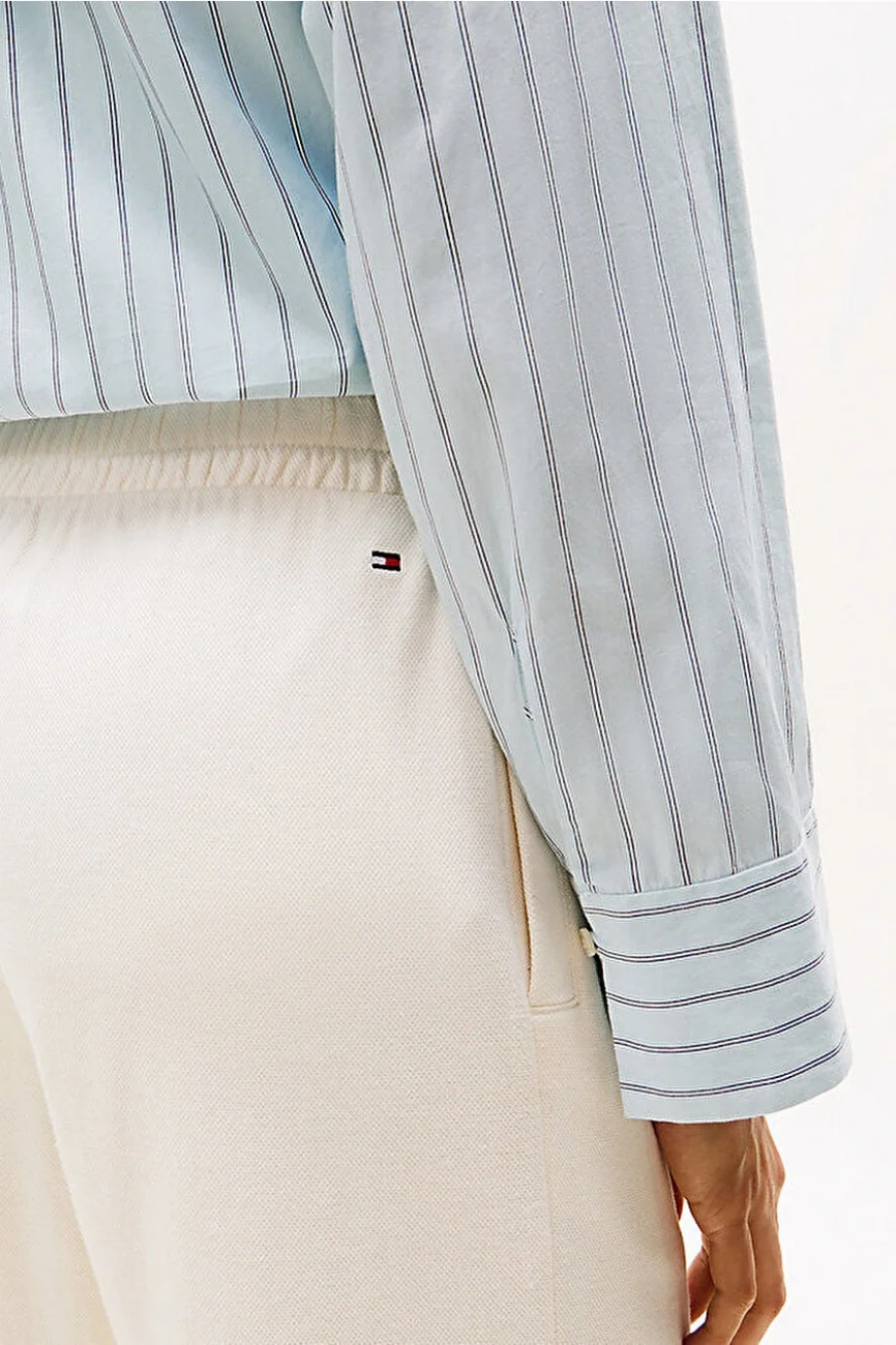 Tommy Hilfiger Kadın Yazı Baskılı Düz Paça Pike Beyaz Eşofman Altı WW0WW45744YA8