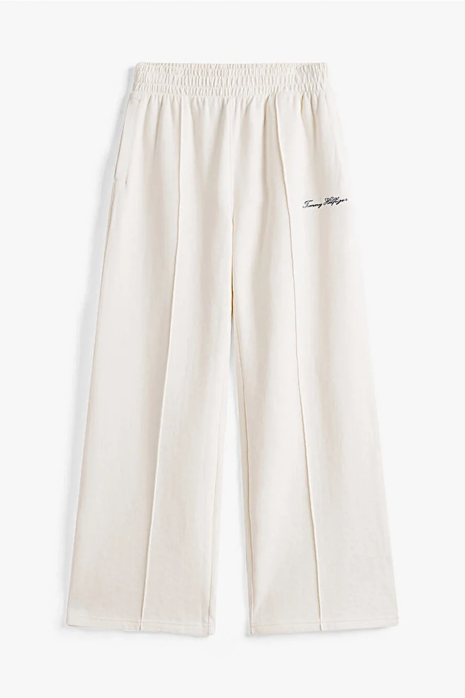 Tommy Hilfiger Kadın Yazı Baskılı Düz Paça Pike Beyaz Eşofman Altı WW0WW45744YA8