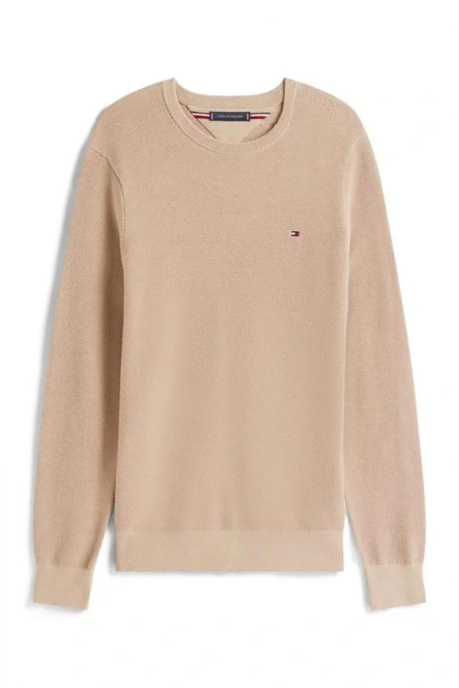 Tommy Hilfiger Klasik Dokulu Bisiklet Yaka Erkek Bej Kazak MW0MW36347AFE