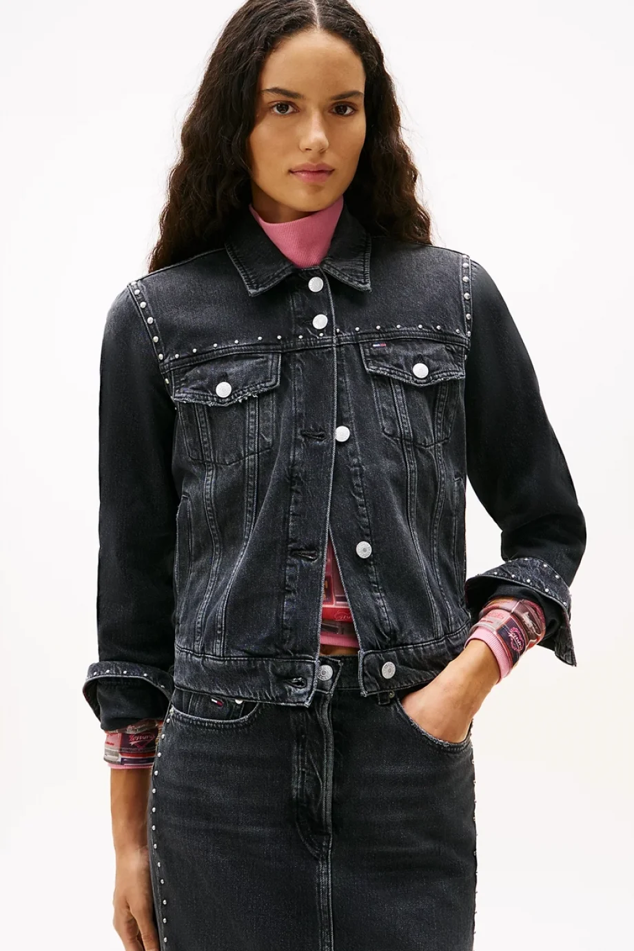 Tommy Hilfiger Klasik Trucker Kadın Siyah Ceket DW0DW215471BZ