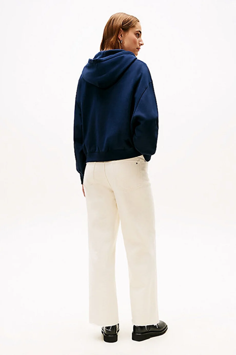 Tommy Hilfiger Klasik Yazı Baskılı Penye Kapüşonlu Kadın Sweatshirt  WW0WW48270C1G